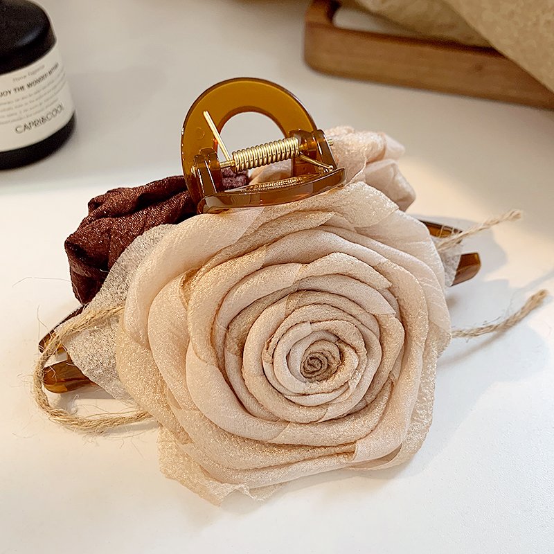 Double sided rose hair clip for women 2024 new model, with a high-end shark clip on the back of the head, a hair accessory, and a hair accessory