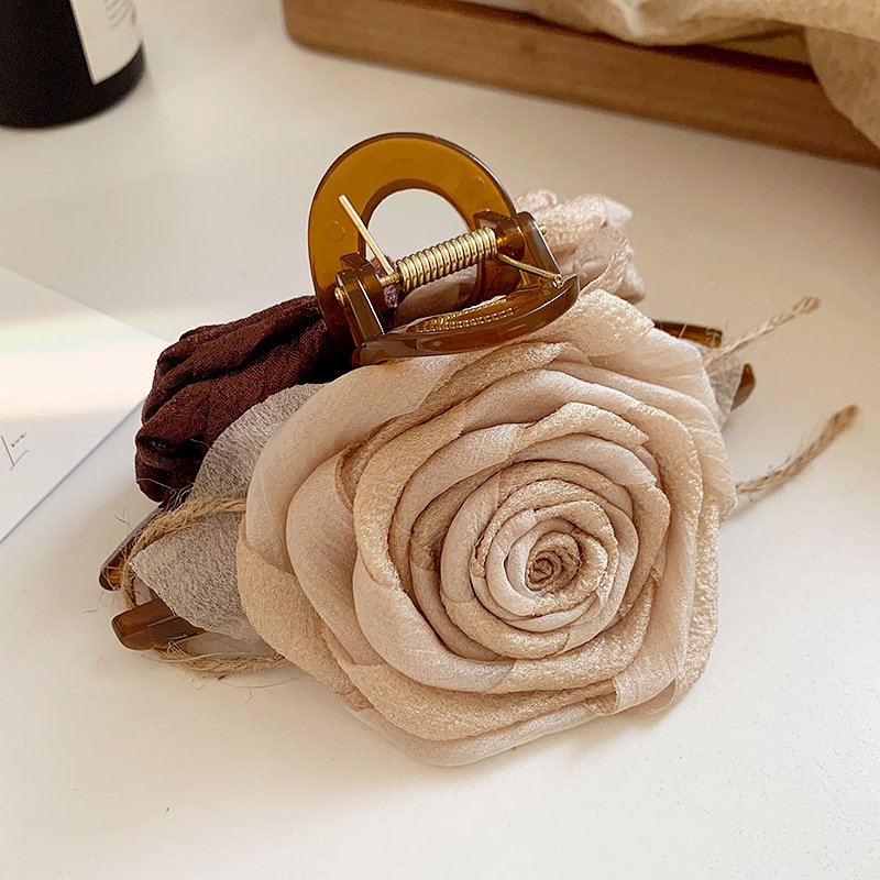 Double sided rose hair clip for women 2024 new model, with a high-end shark clip on the back of the head, a hair accessory, and a hair accessory