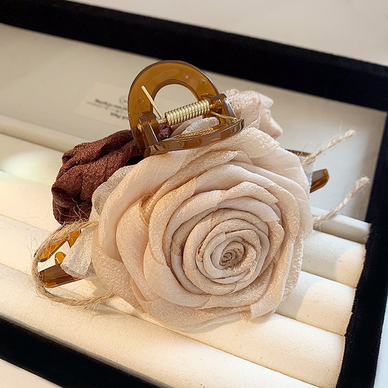 Double sided rose hair clip for women 2024 new model, with a high-end shark clip on the back of the head, a hair accessory, and a hair accessory