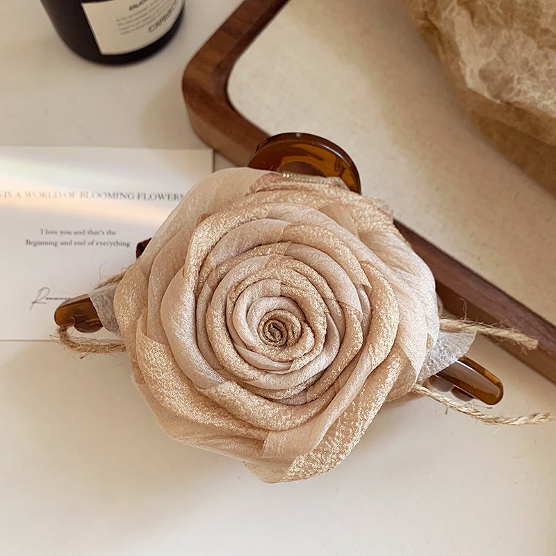 Double sided rose hair clip for women 2024 new model, with a high-end shark clip on the back of the head, a hair accessory, and a hair accessory