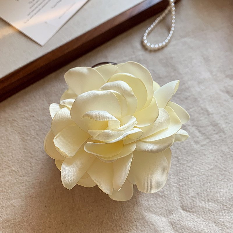 Flower fabric grab clip women's light luxury high-end hair clip, back of the head disc hair artifact 2024 new shark clip headwear