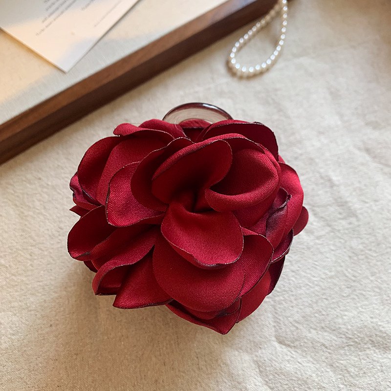 Flower fabric grab clip women's light luxury high-end hair clip, back of the head disc hair artifact 2024 new shark clip headwear