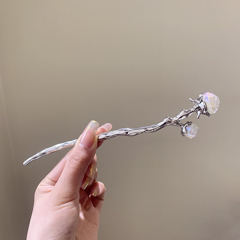 Flowing Rose Hairpin, Women's Ancient Style Hanfu Hairpin, New Chinese Hairpin, Step Swinging Hair Ornament, High Grade Disconnected Hair Artifact