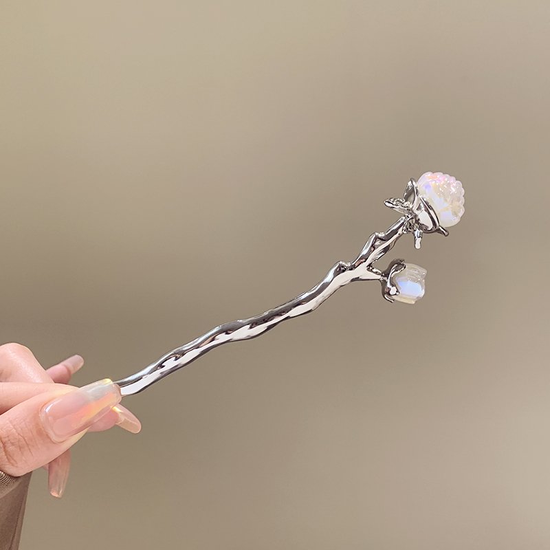 Flowing Rose Hairpin, Women's Ancient Style Hanfu Hairpin, New Chinese Hairpin, Step Swinging Hair Ornament, High Grade Disconnected Hair Artifact