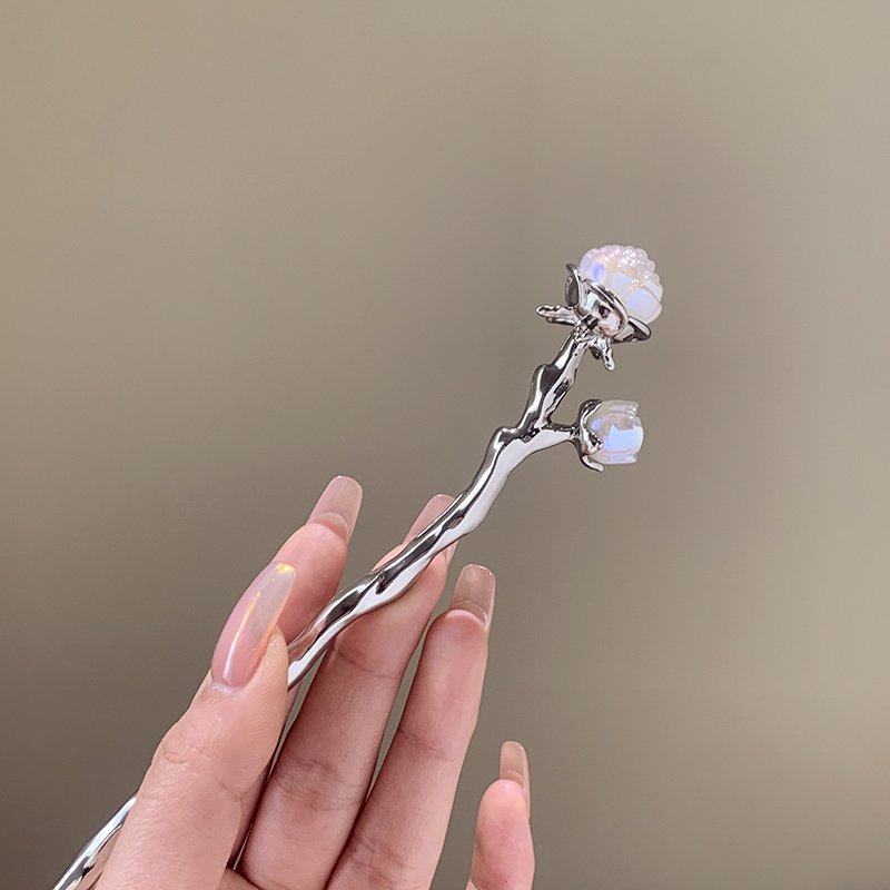 Flowing Rose Hairpin, Women's Ancient Style Hanfu Hairpin, New Chinese Hairpin, Step Swinging Hair Ornament, High Grade Disconnected Hair Artifact