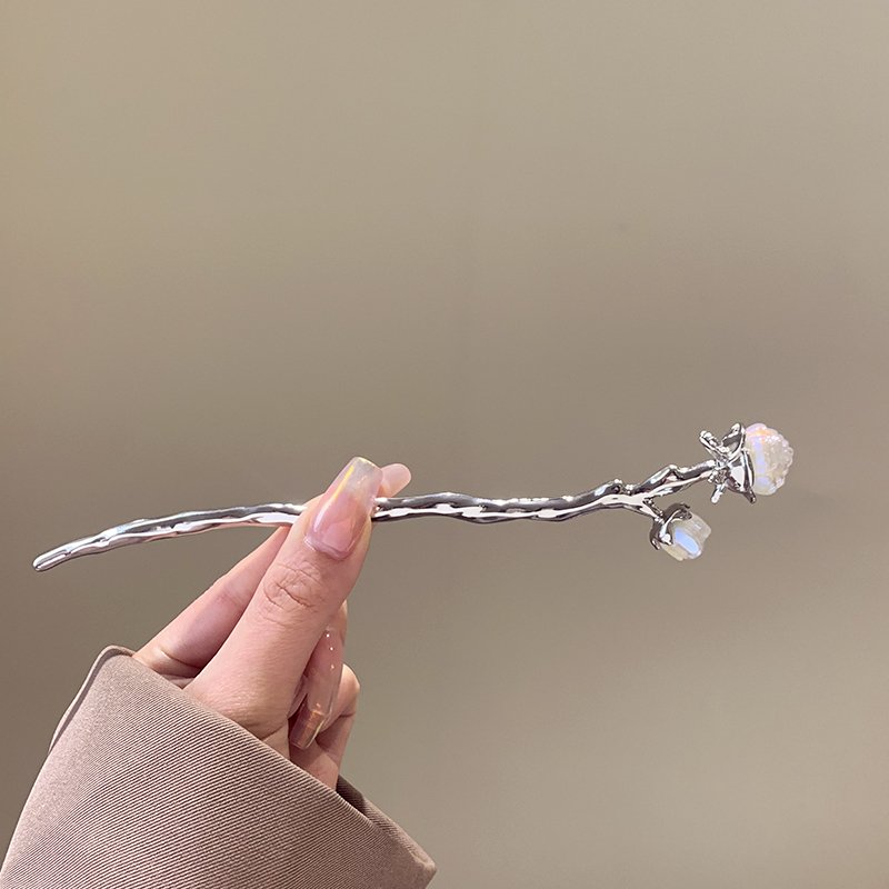 Flowing Rose Hairpin, Women's Ancient Style Hanfu Hairpin, New Chinese Hairpin, Step Swinging Hair Ornament, High Grade Disconnected Hair Artifact