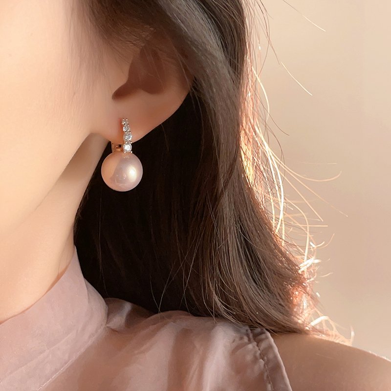 French zircon pearl earrings 2024 new popular high-end summer earrings women's light luxury niche unique earrings