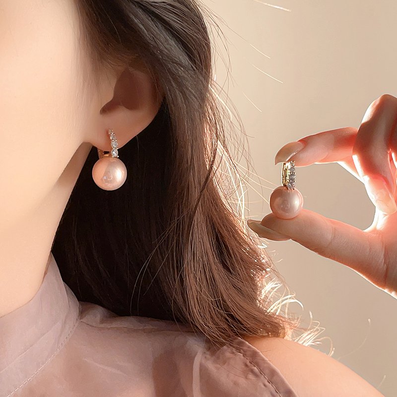 French zircon pearl earrings 2024 new popular high-end summer earrings women's light luxury niche unique earrings