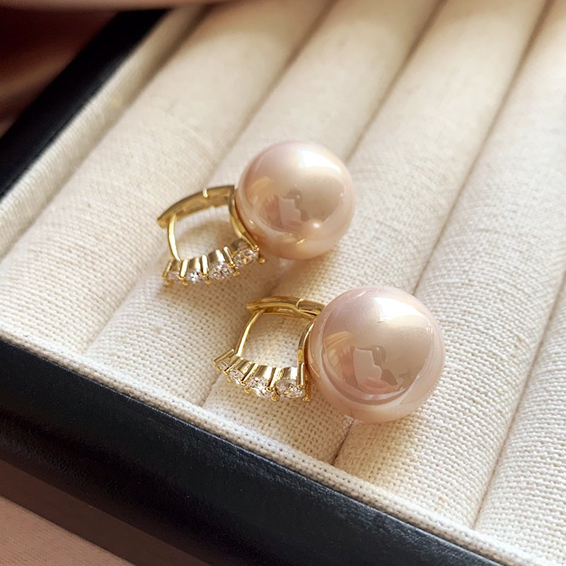 French zircon pearl earrings 2024 new popular high-end summer earrings women's light luxury niche unique earrings