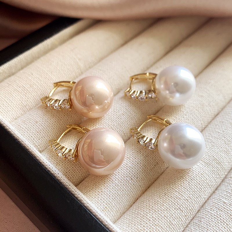 French zircon pearl earrings 2024 new popular high-end summer earrings women's light luxury niche unique earrings