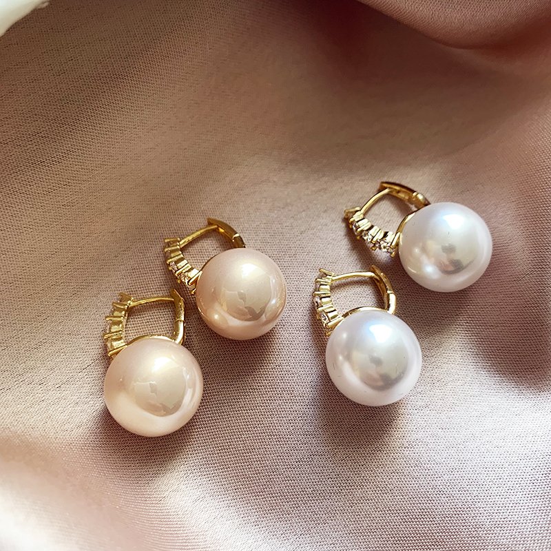 French zircon pearl earrings 2024 new popular high-end summer earrings women's light luxury niche unique earrings