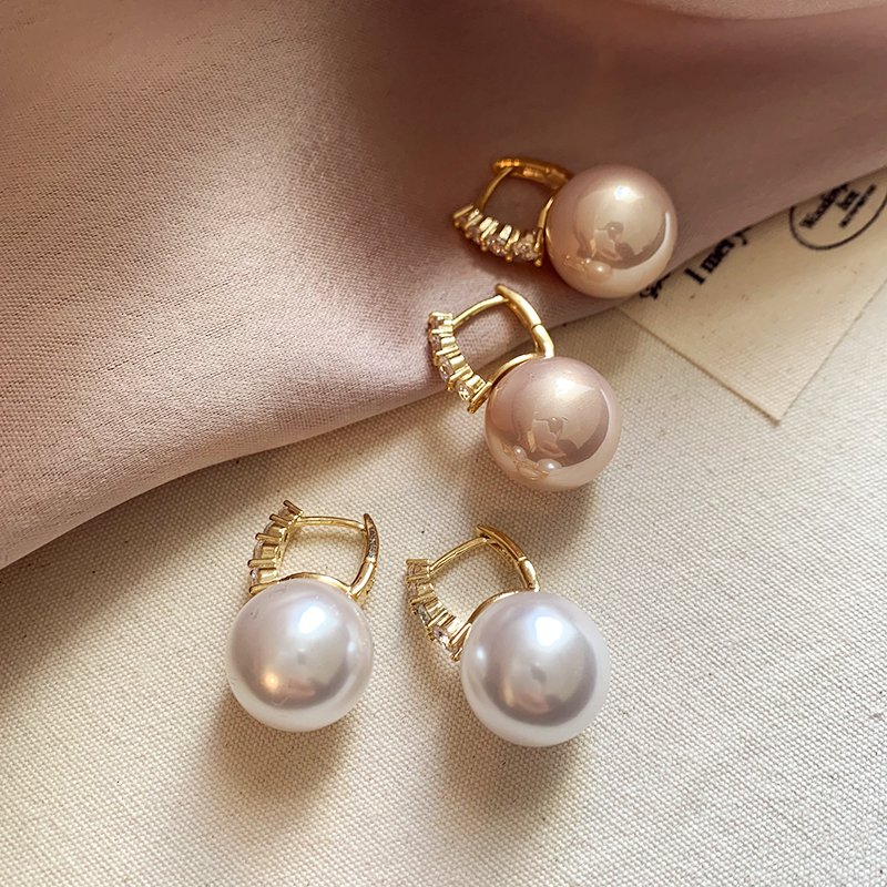 French zircon pearl earrings 2024 new popular high-end summer earrings women's light luxury niche unique earrings