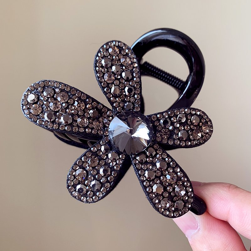 Full Diamond Flower Catching Clip on the Back of Women's Head 2024 New Shark Catching Headpiece with High Grade Sensation Clip Disc Hair Artifact