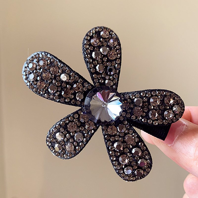 Full Diamond Flower Hairpin for Women's Summer Luxury 2024 New Hairpin Side Hair Accessories Headwear Broken Hair Sorting Artifact