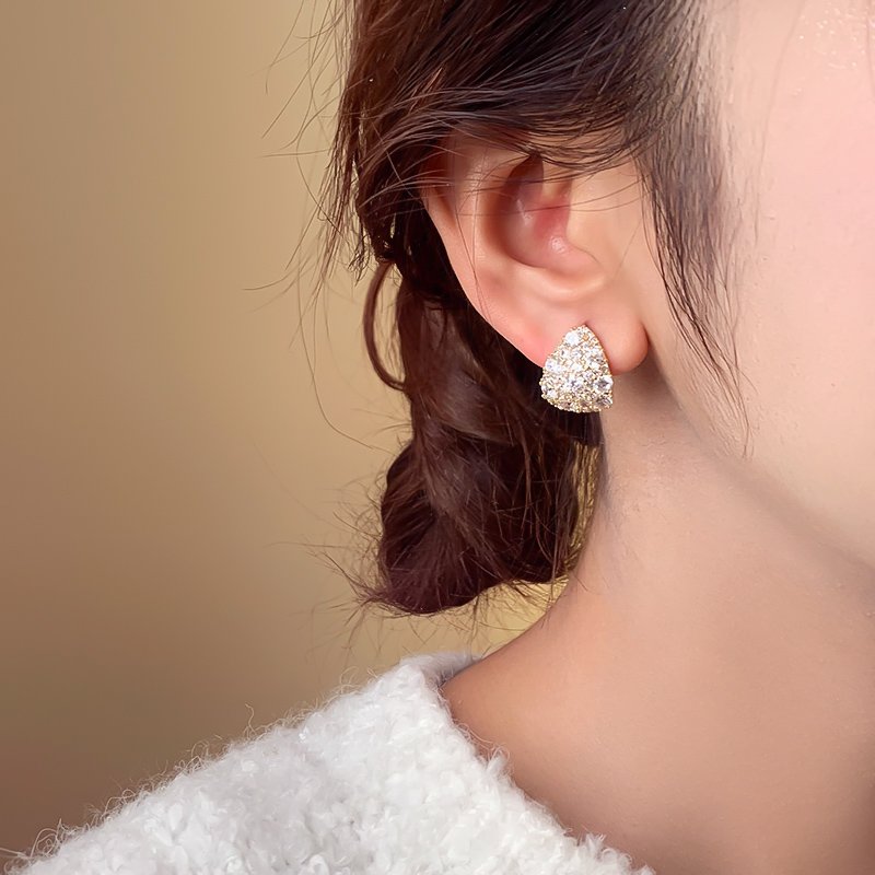 Full zirconium temperament earrings for women 2024 new popular high-end earrings with pure silver stud posts, light luxury and unique earrings