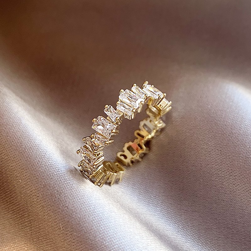 Gold zircon ring with female niche design, unique open mouth ring, light luxury high-end sensory food ring, 2024 new popular item