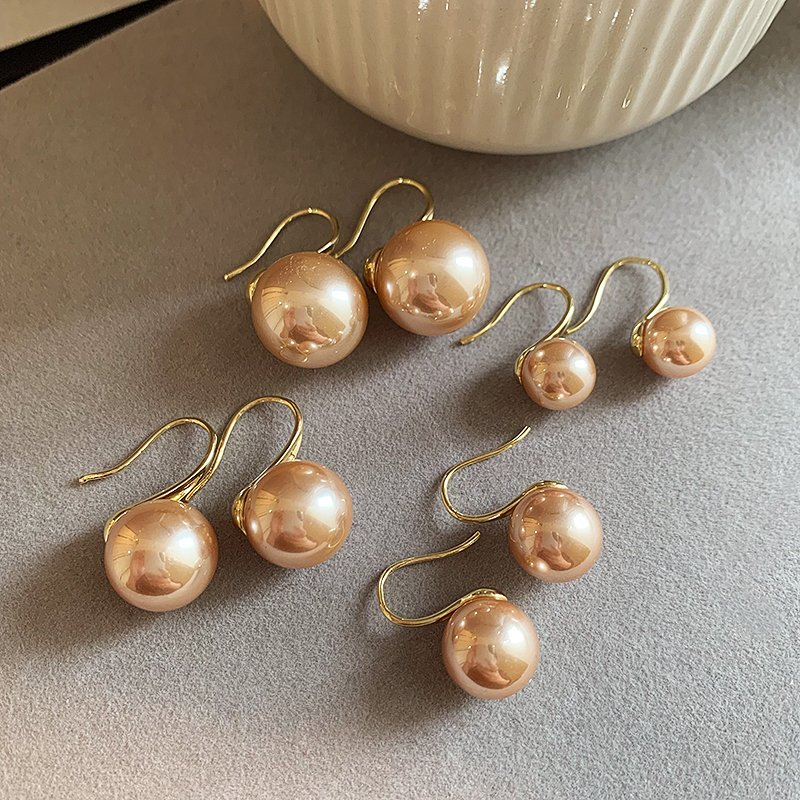 Golden high heels, pearl earrings, women's high-end feeling, ear hooks, light luxury temperament, earrings, 2024 new popular earrings