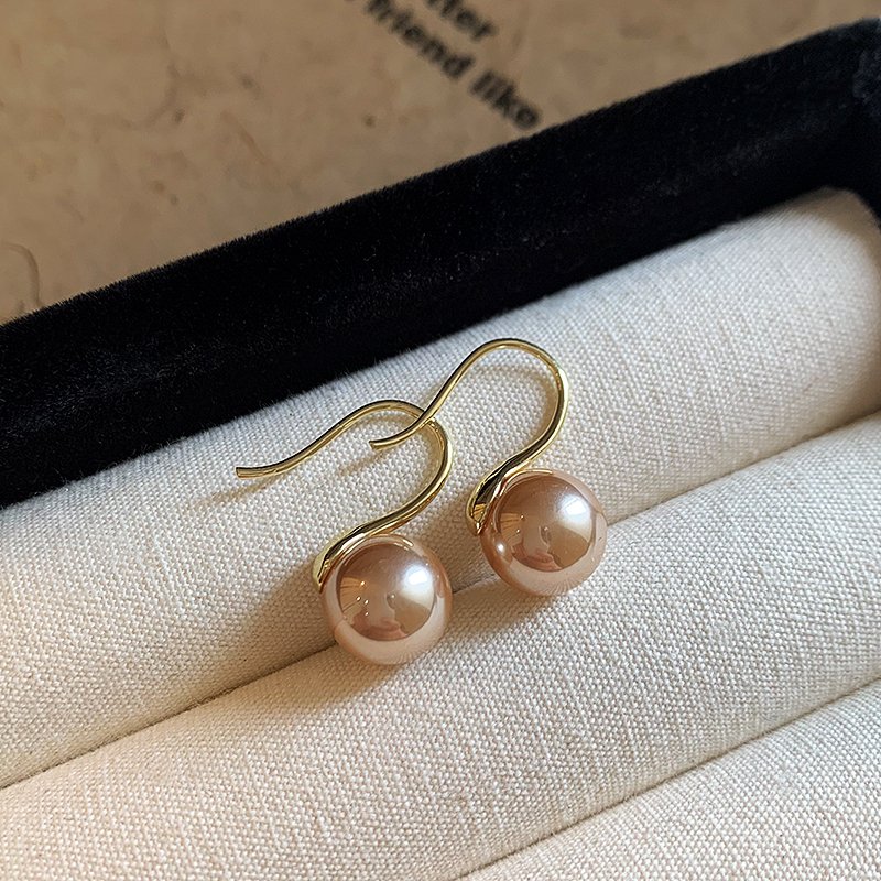 Golden high heels, pearl earrings, women's high-end feeling, ear hooks, light luxury temperament, earrings, 2024 new popular earrings