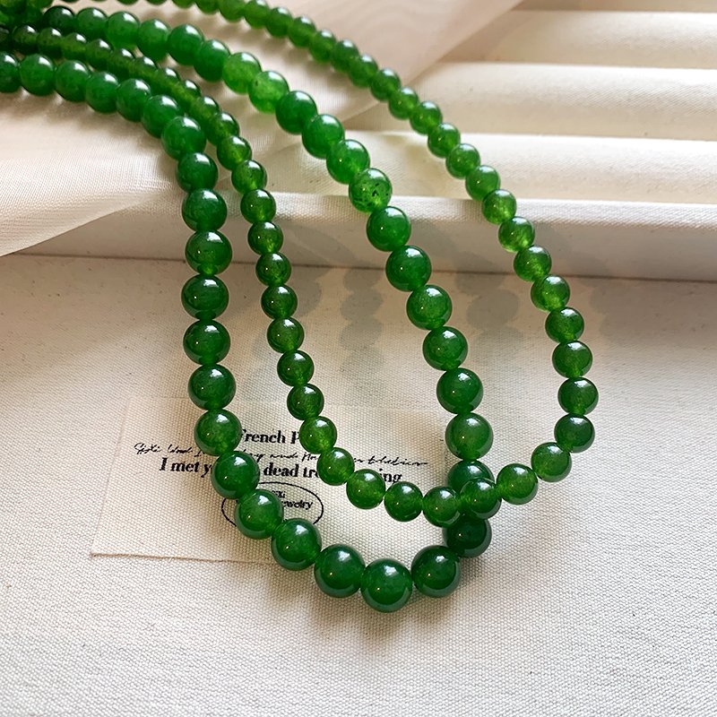 Green bead new Chinese style necklace, women's light luxury niche collarbone chain 2024 new high-end neck chain accessory