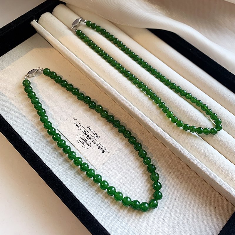 Green bead new Chinese style necklace, women's light luxury niche collarbone chain 2024 new high-end neck chain accessory