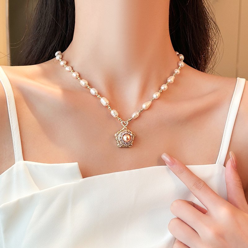 Irregular Baroque Natural Pearl Necklace for Women, Light Luxury, High Grade, Clavicle Chain 2024 New, Small denomination Neck Chain