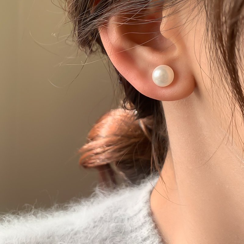 Mantou pearl earrings sterling silver earrings 2024 women's new popular luxury high-end earrings beautiful atmosphere