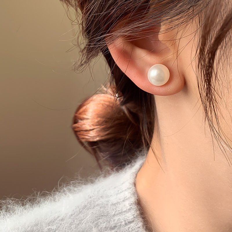 Mantou pearl earrings sterling silver earrings 2024 women's new popular luxury high-end earrings beautiful atmosphere