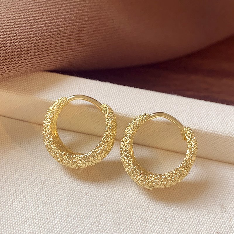 Matte ring earrings for women 2024 new popular style, with a light luxury and high-end feel. Unique ear accessories