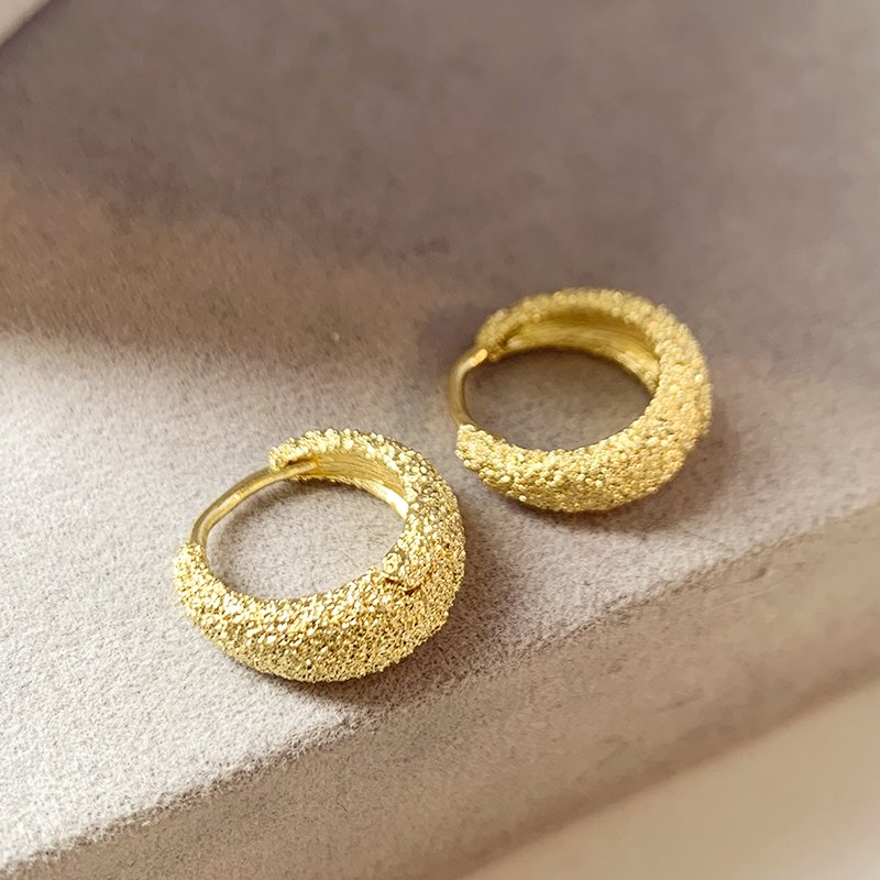 Matte ring earrings for women 2024 new popular style, with a light luxury and high-end feel. Unique ear accessories