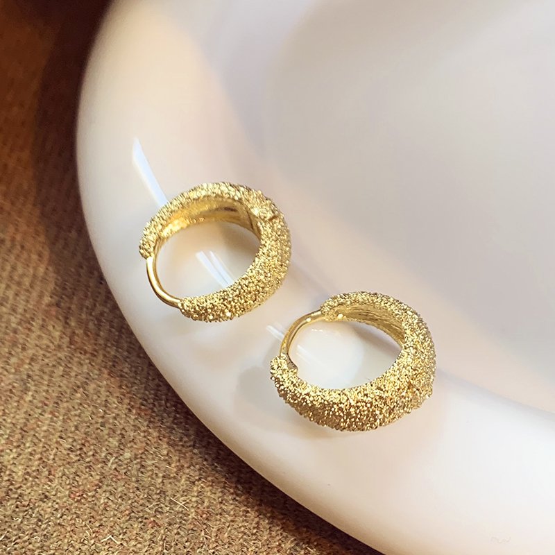 Matte ring earrings for women 2024 new popular style, with a light luxury and high-end feel. Unique ear accessories