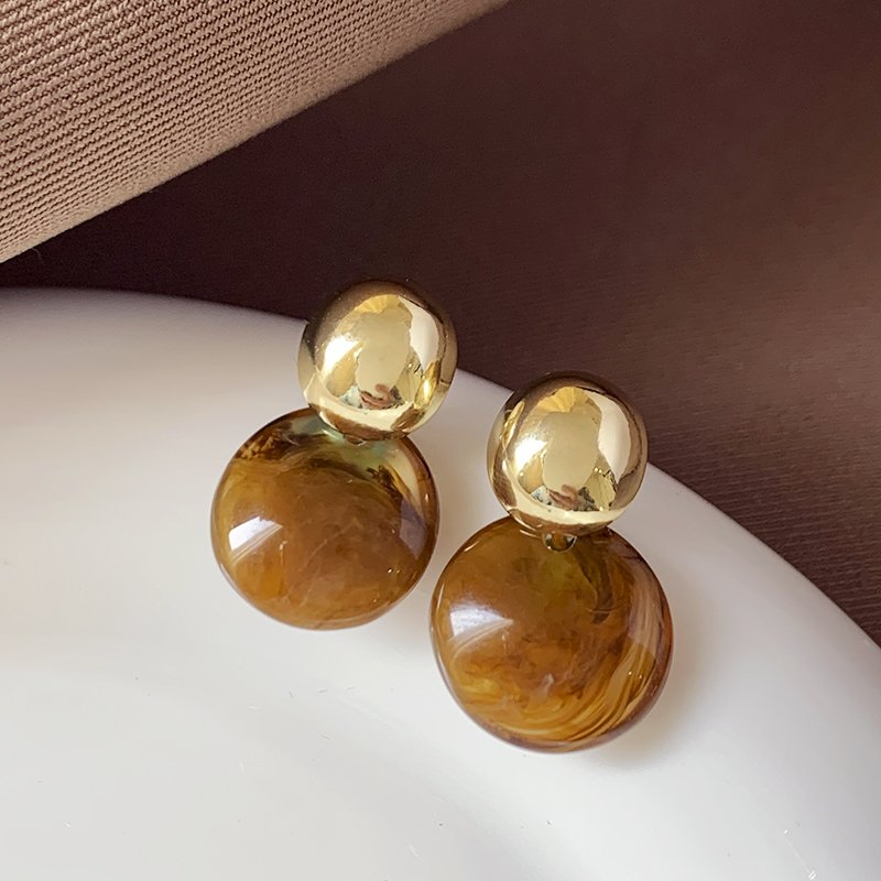 Melad halo dyed round earrings for women, with a light luxury and high-end temperament, 2024 new popular earrings