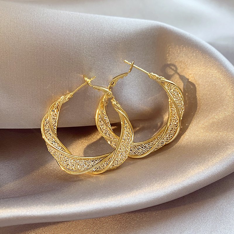 Mesh crystal unique earrings, women's light luxury temperament earrings, 2024 new popular high-end fashion earrings, earrings and accessories