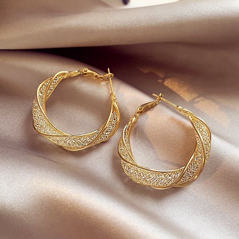 Mesh crystal unique earrings, women's light luxury temperament earrings, 2024 new popular high-end fashion earrings, earrings and accessories