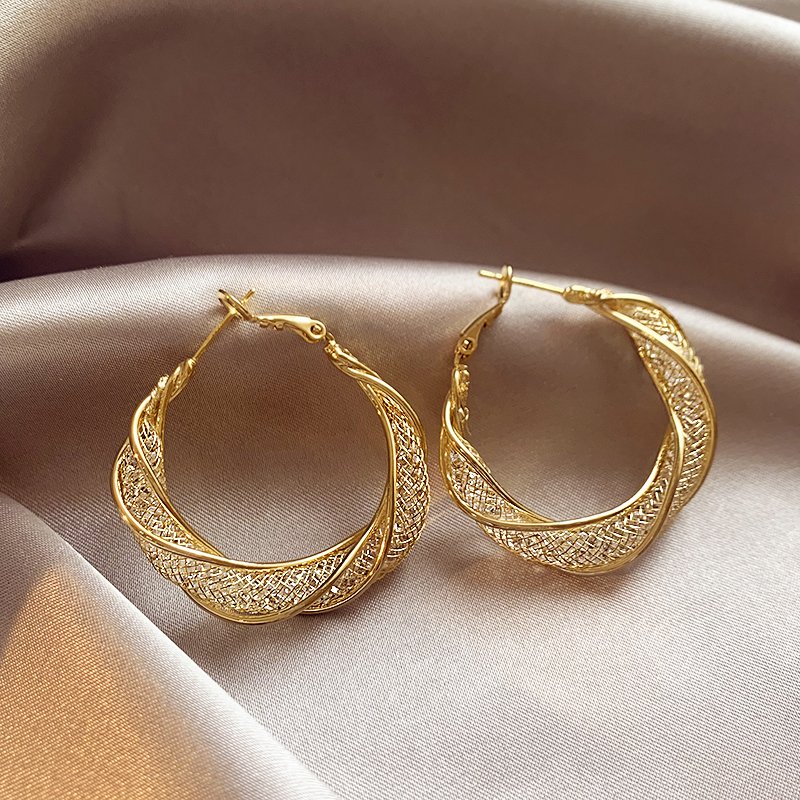 Mesh crystal unique earrings, women's light luxury temperament earrings, 2024 new popular high-end fashion earrings, earrings and accessories