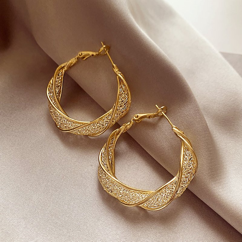 Mesh crystal unique earrings, women's light luxury temperament earrings, 2024 new popular high-end fashion earrings, earrings and accessories