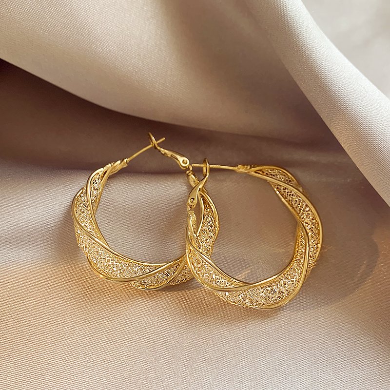 Mesh crystal unique earrings, women's light luxury temperament earrings, 2024 new popular high-end fashion earrings, earrings and accessories