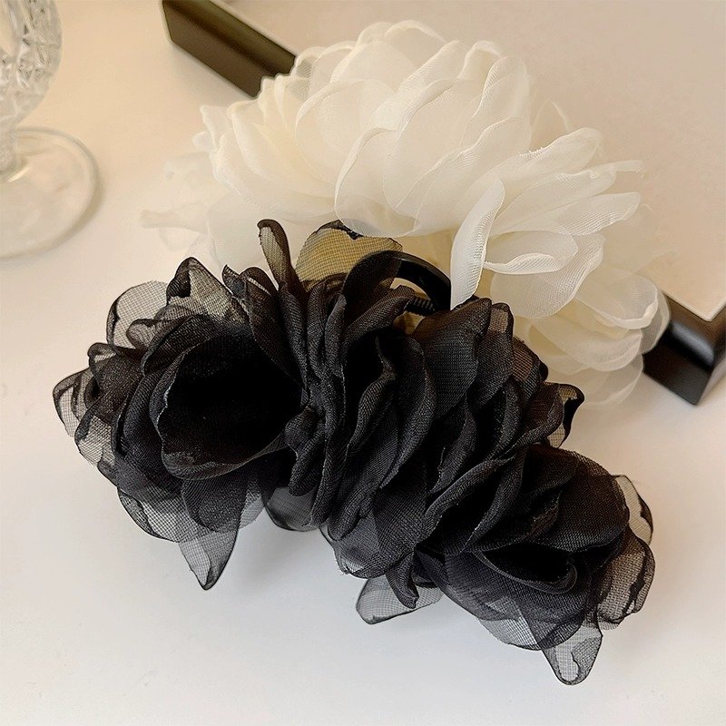 Mesh flower hair clip, women's summer hair clip, back of the head, 2024 new high-end clip, floral hair accessory, hair accessory