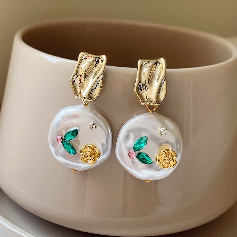 Monet Garden Baroque Pearl Earrings, Women's Light Luxury High End Earrings, 2024 New Explosive Unique Ear Accessories