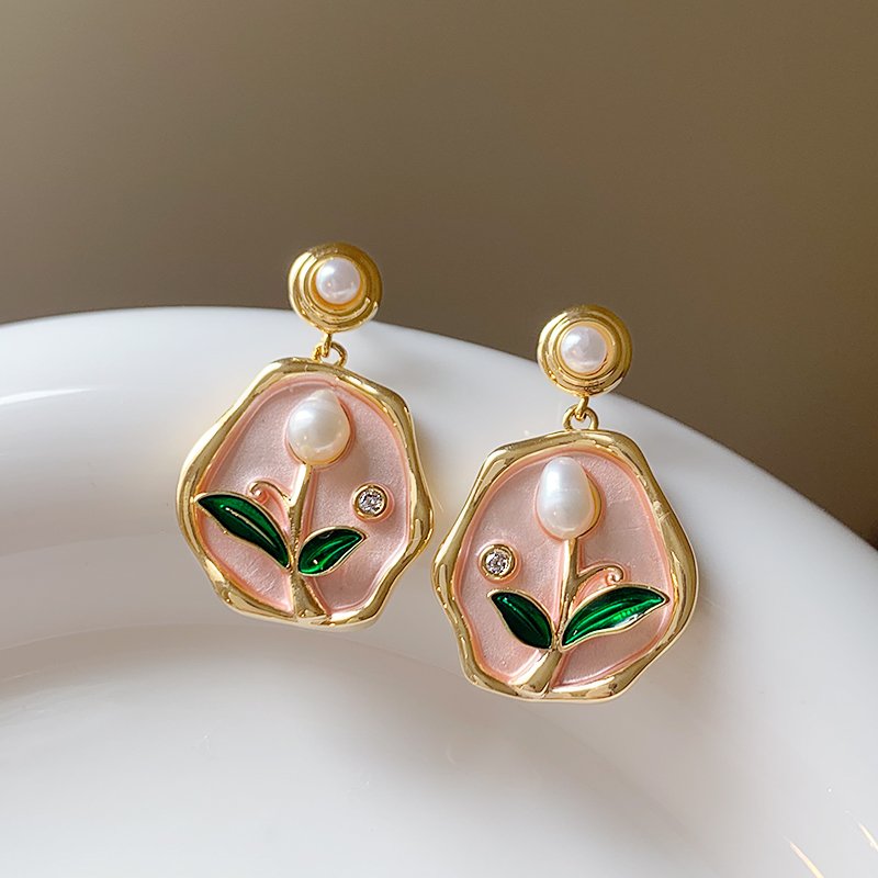 Monet Garden Tulip Earrings for Women 925 Pure Silver stud post Earrings 2024 New Top selling High end Unique Earrings