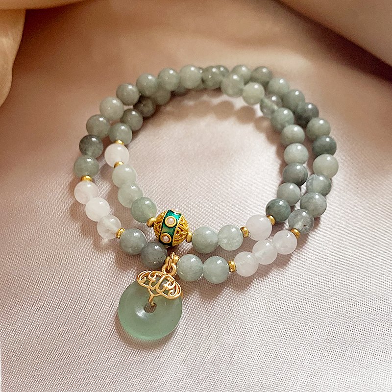 Natural jade bracelet for women, light luxury, niche, exquisite bracelet, bracelet rope, 2024 new retro best friend bead jewelry