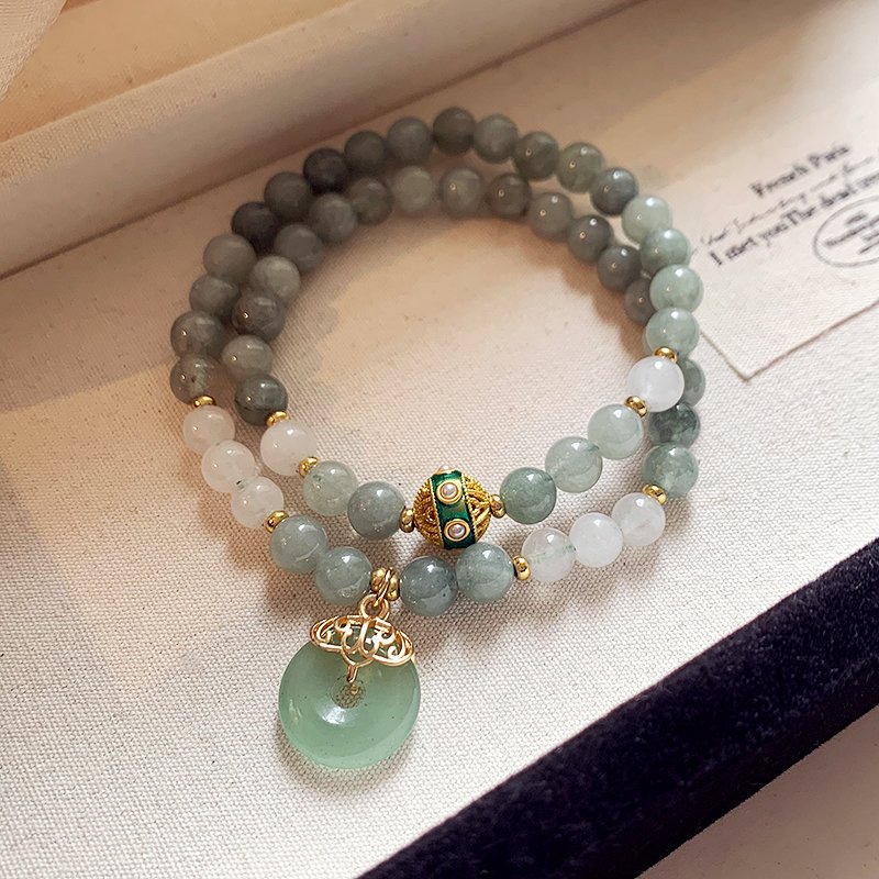 Natural jade bracelet for women, light luxury, niche, exquisite bracelet, bracelet rope, 2024 new retro best friend bead jewelry