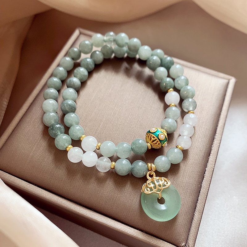 Natural jade bracelet for women, light luxury, niche, exquisite bracelet, bracelet rope, 2024 new retro best friend bead jewelry