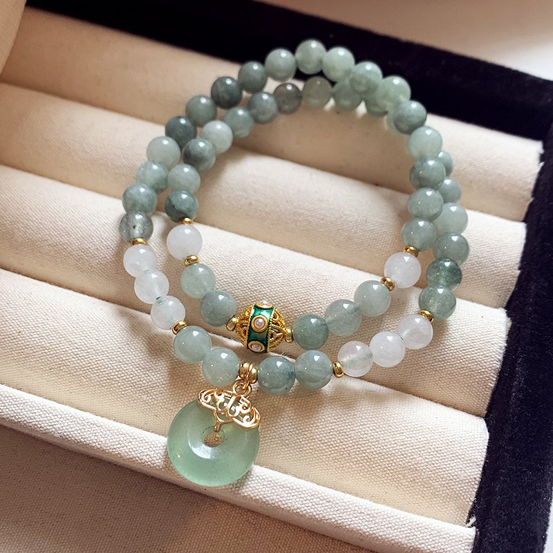 Natural jade bracelet for women, light luxury, niche, exquisite bracelet, bracelet rope, 2024 new retro best friend bead jewelry