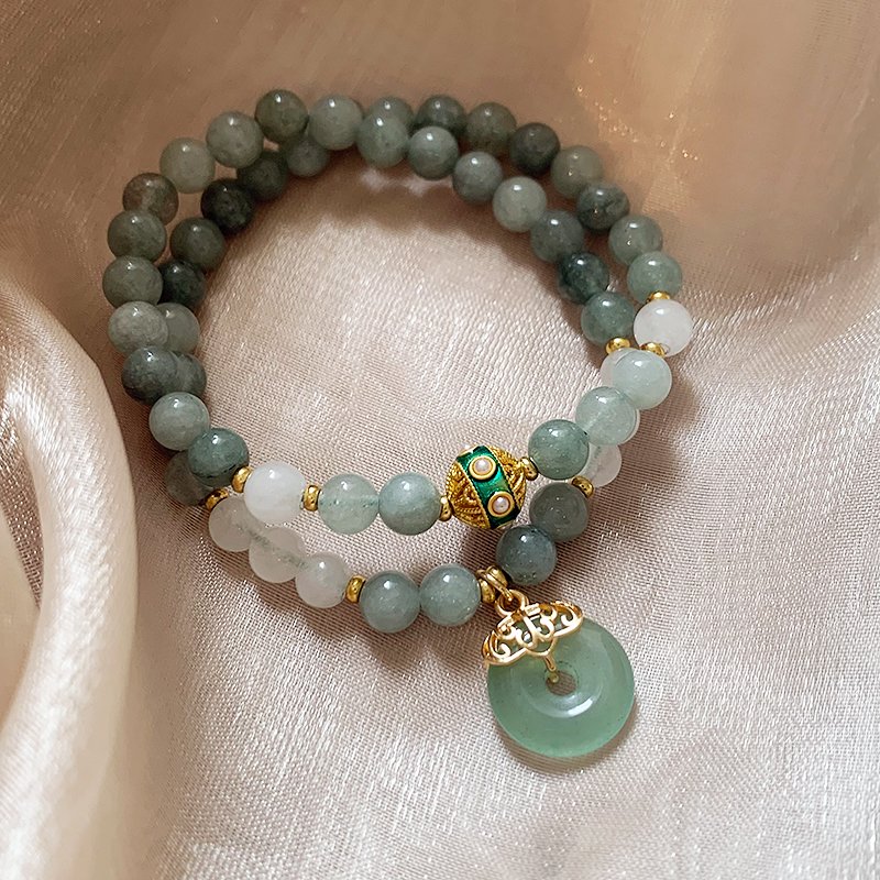 Natural jade bracelet for women, light luxury, niche, exquisite bracelet, bracelet rope, 2024 new retro best friend bead jewelry