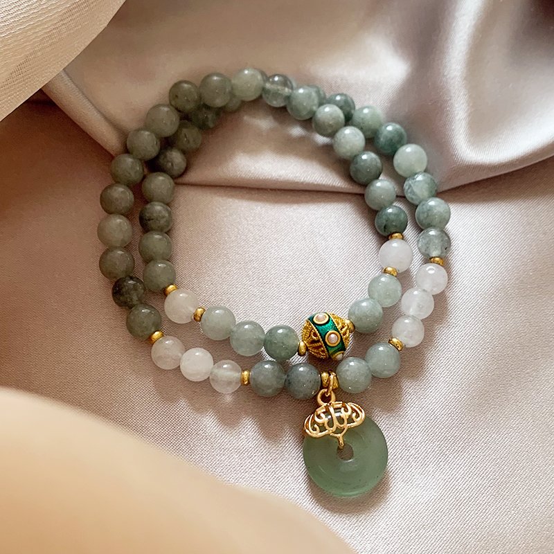 Natural jade bracelet for women, light luxury, niche, exquisite bracelet, bracelet rope, 2024 new retro best friend bead jewelry