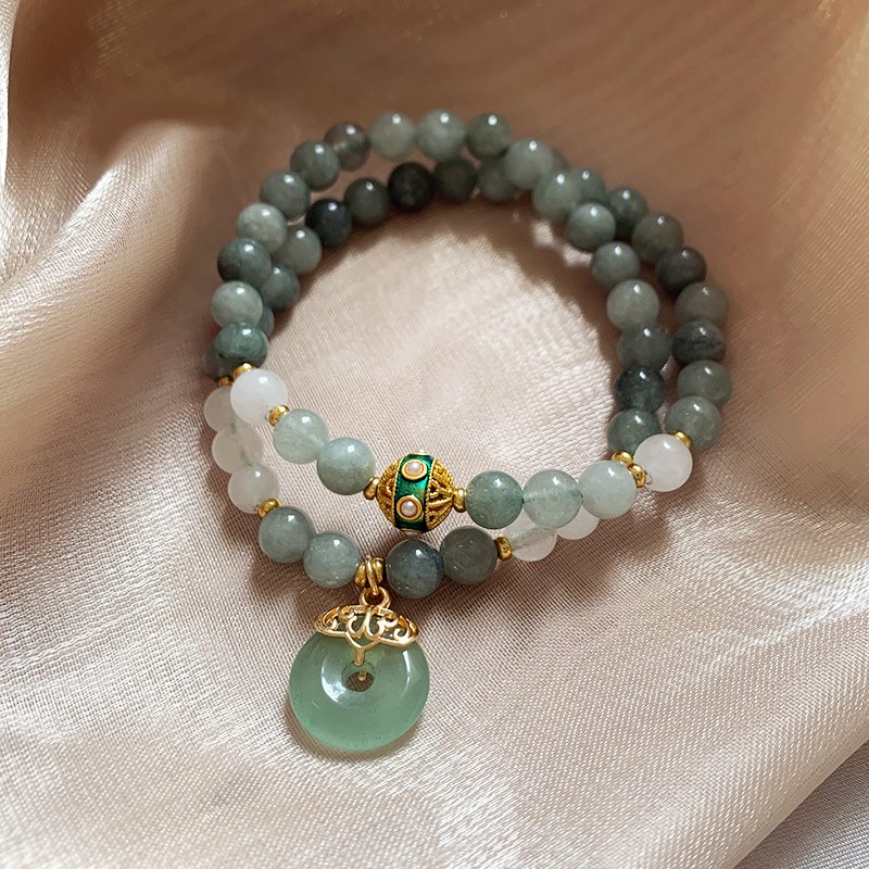 Natural jade bracelet for women, light luxury, niche, exquisite bracelet, bracelet rope, 2024 new retro best friend bead jewelry