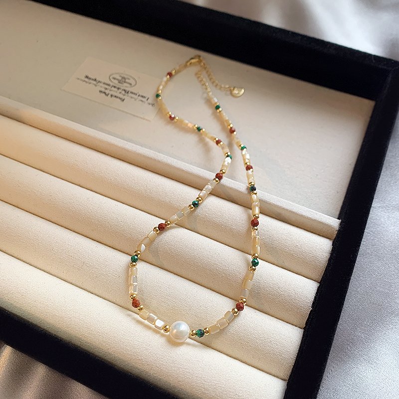 Natural stone freshwater pearl necklace for women's light luxury niche collarbone chain 2024 new popular high-end necklace accessory