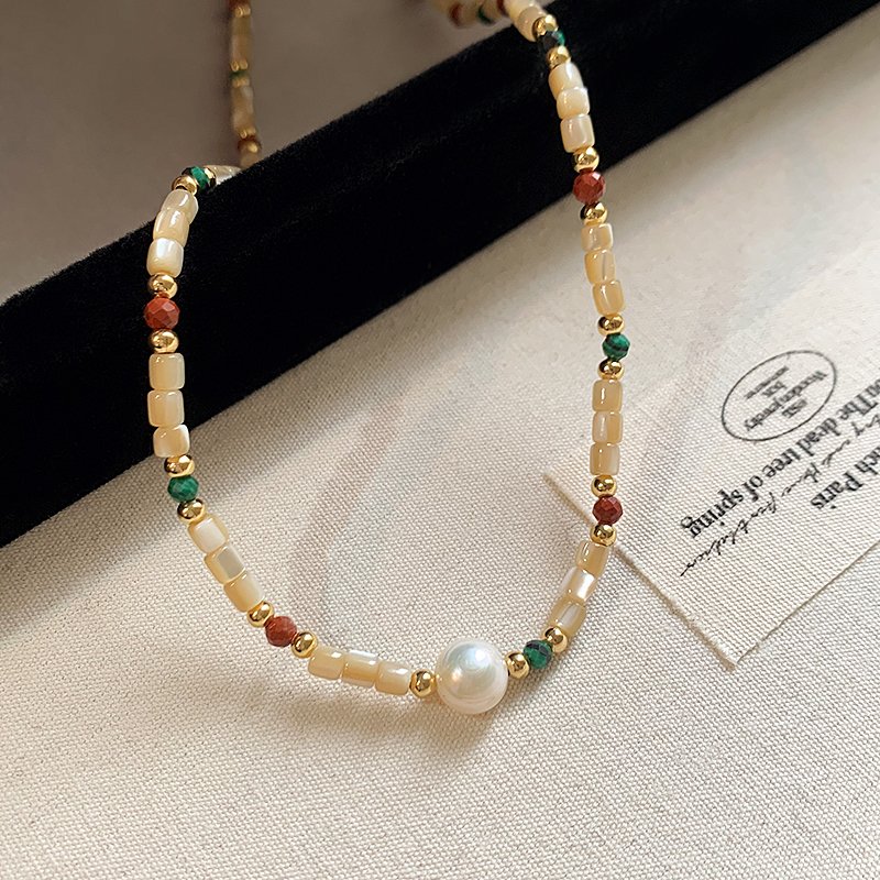 Natural stone freshwater pearl necklace for women's light luxury niche collarbone chain 2024 new popular high-end necklace accessory