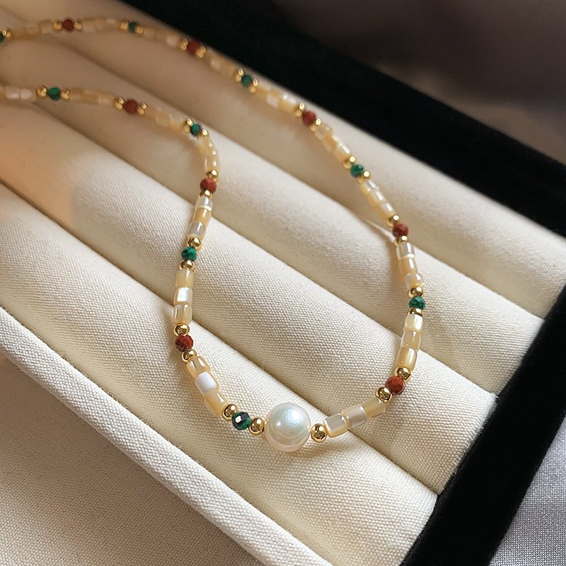 Natural stone freshwater pearl necklace for women's light luxury niche collarbone chain 2024 new popular high-end necklace accessory