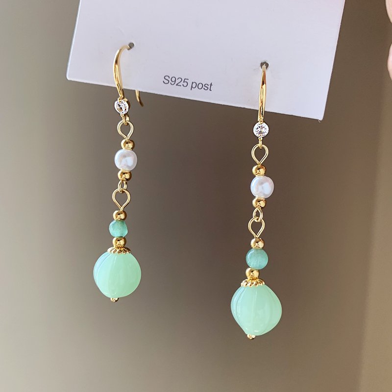 New Chinese Hotan Jade Pearl Earrings Women's Luxury Premium Earrings 2024 New Popular Unique Earrings